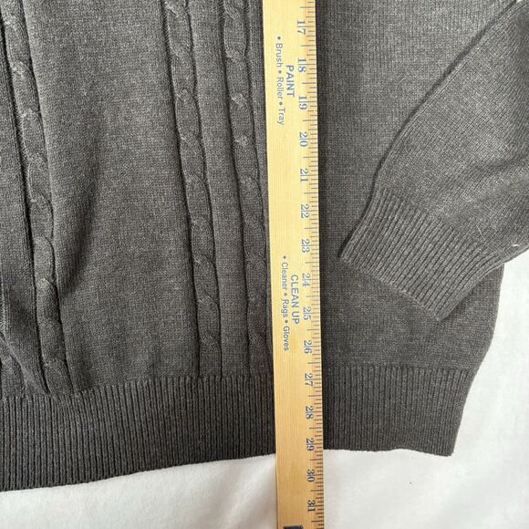 ARROW Cable Knit Sweater Gray Mock Neck w Buttons Thick Warm Pullover - Picture 9 of 9